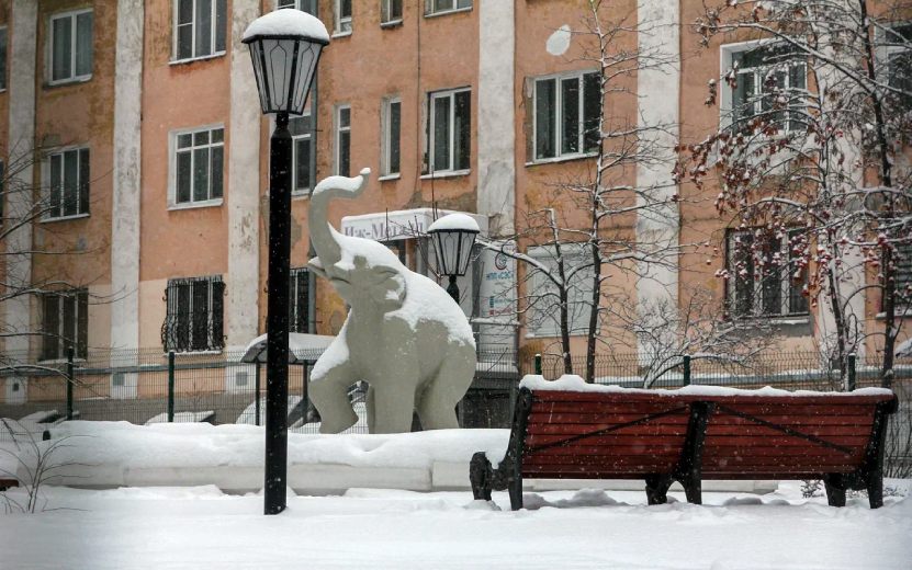 Скульптура слона во дворе дома № 190 по ул. Пушкинской в Ижевске. Фото: Мария Бакланова